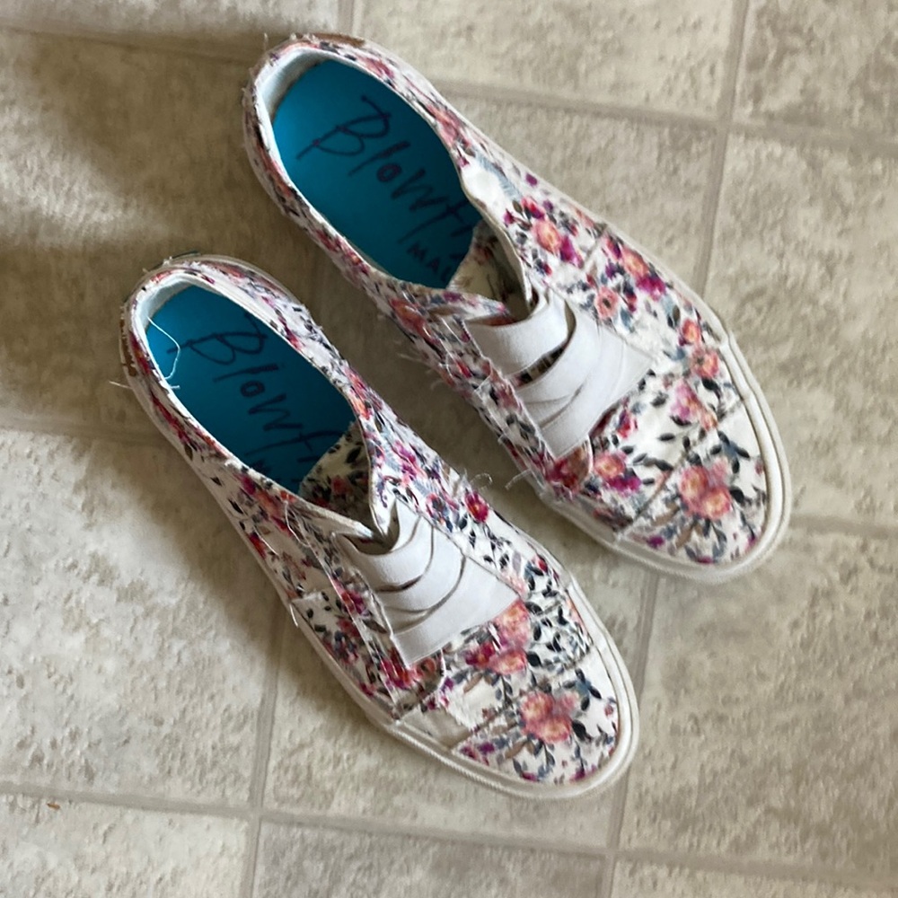 Blowfish White and Pink Floral Sneakers